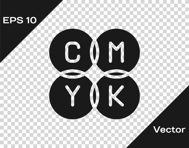 黑色CMYK颜色混合图标孤立的透明背景。向量图片下载