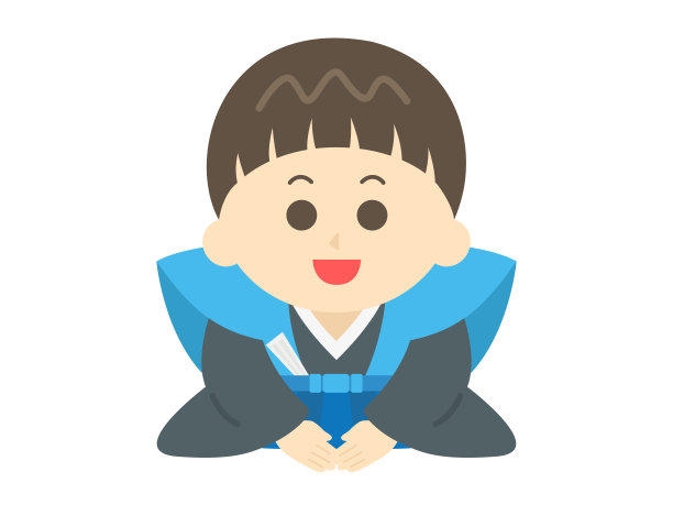 一个穿着和服的男孩的插图。图片下载