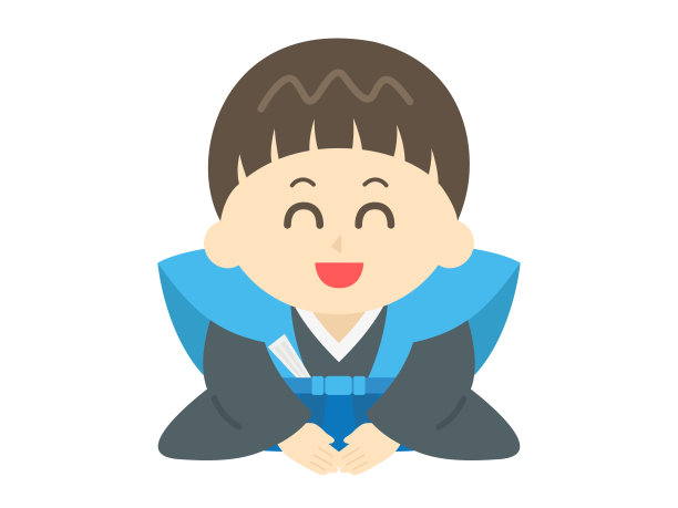 一个穿着和服的男孩的插图。图片下载