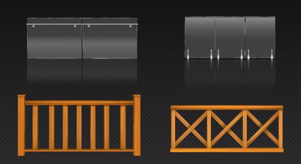 有机玻璃栏杆和木栅栏图片下载