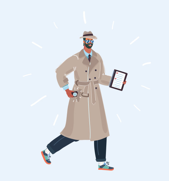 穿着大衣戴着帽子的间谍。图片下载
