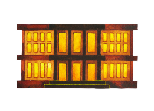 复古老建筑建筑风格水彩画插画设计手绘图片下载