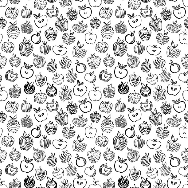 苹果涂鸦无缝图案-03图片下载