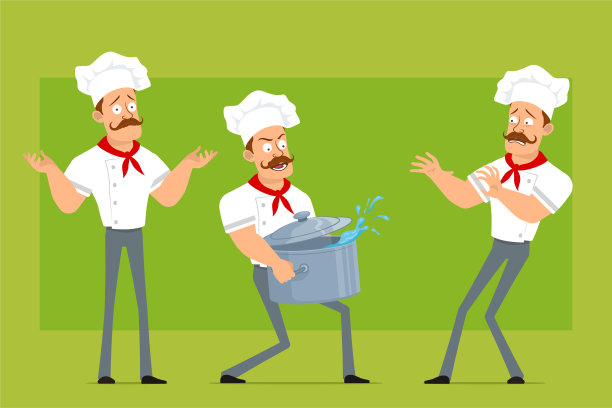 卡通平强厨师厨子人物设定图片下载