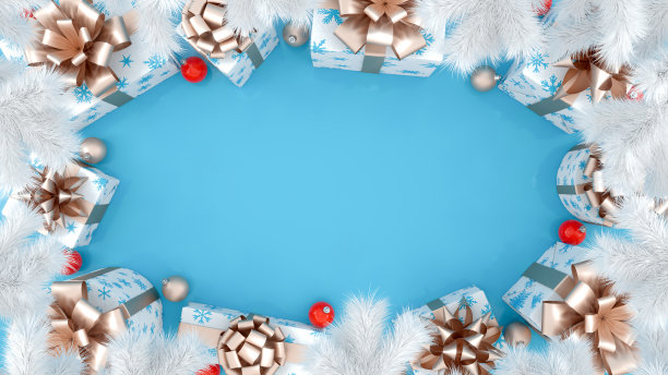 圣诞或新年copyspace背景与礼品盒图片下载