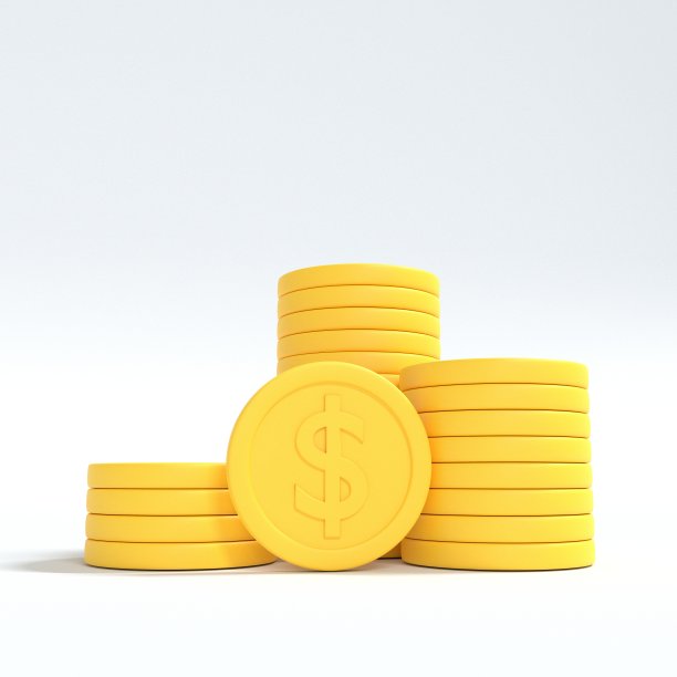 3D金币堆栈背景。储蓄和成长的概念。三维渲染图片下载