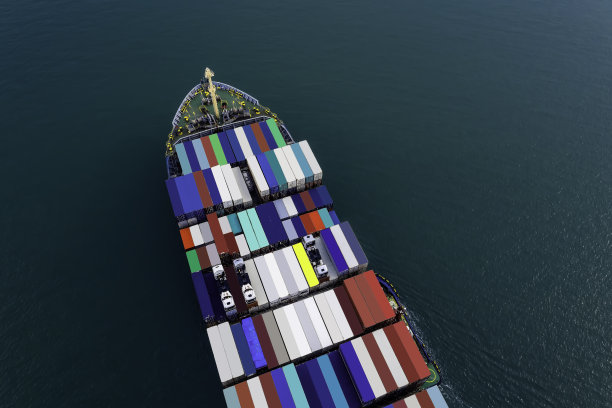 航拍：进出口业务的集装箱货轮在海港图片下载