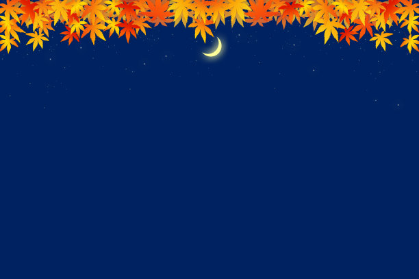 枫叶和新月的背景插图，形象的秋天图片下载