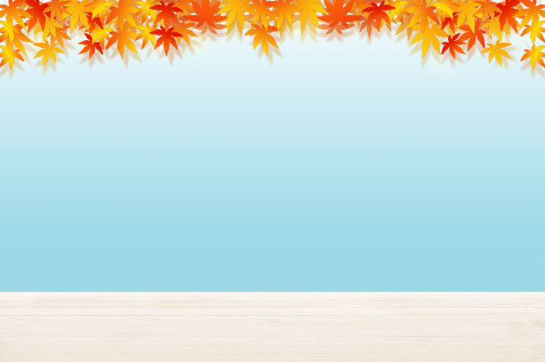 枫叶和木甲板的背景插图，秋天的形象图片下载