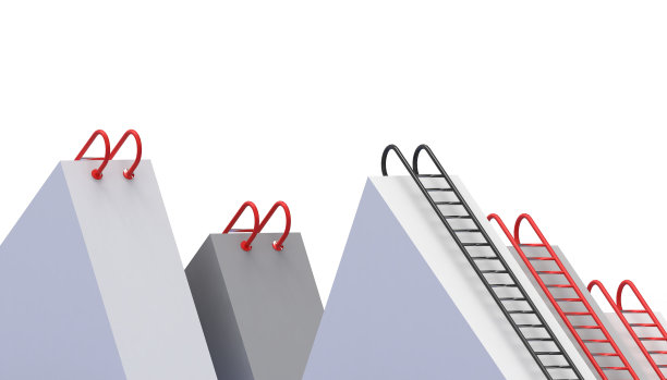 创意和红色梯子的商业概念与灵感几何形状艺术风格上孤立和白色背景- 3d渲染图片下载