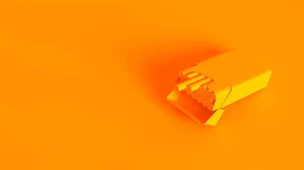 立体图像的概念。包装香烟孤立在橙色背景。图片下载