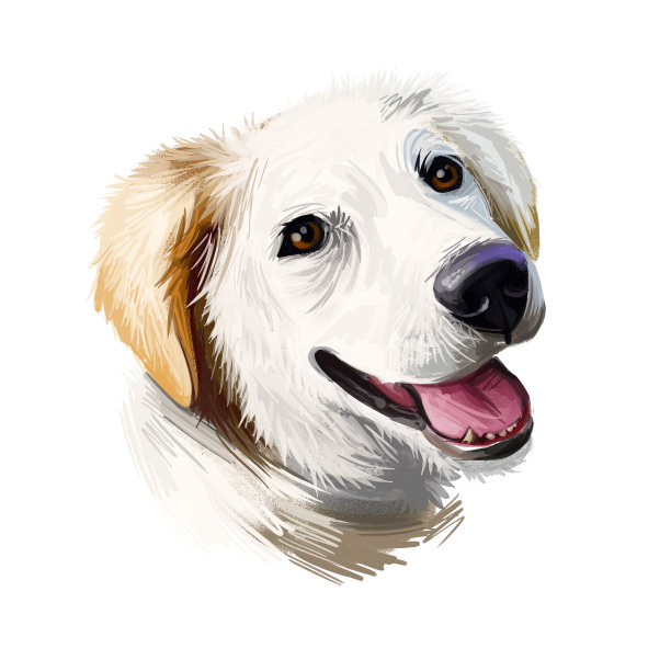 拉布拉多哈士奇加拿大宠物肖像数码艺术插图。哺乳动物起源于加拿大，训练拉雪橇。性情温和的大型宠物，用舌头画纯种幼犬。图片下载
