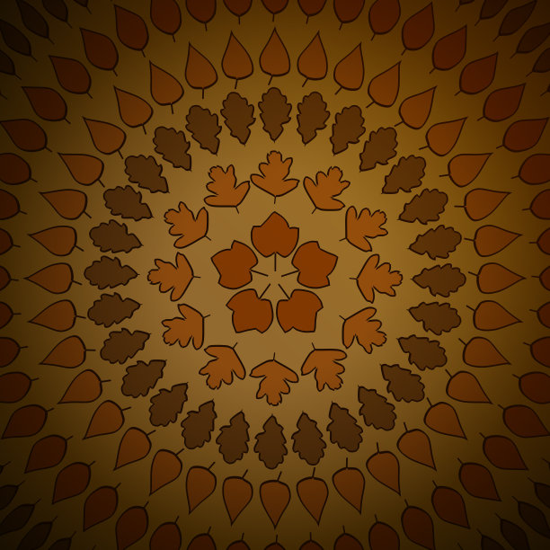 秋天的叶子呈圆形。3 d渲染。图片下载