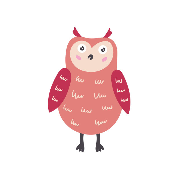 向量卡通猫头鹰鸟与翅膀图片下载
