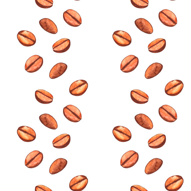 无缝图案与咖啡豆。水彩插图背景的咖啡馆，小酒馆，餐厅，酒吧菜单卡。饮食抽象纹理设计图片下载