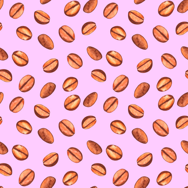 无缝图案与咖啡豆。水彩插图背景的咖啡馆，小酒馆，餐厅，酒吧菜单卡。饮食抽象纹理设计图片下载