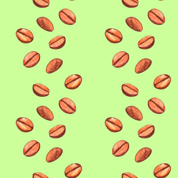 无缝图案与咖啡豆。水彩插图背景的咖啡馆，小酒馆，餐厅，酒吧菜单卡。饮食抽象纹理设计图片下载