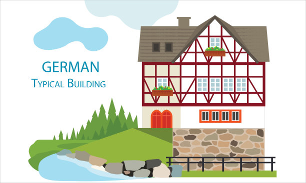德国典型的老房子。矢量插图。图片下载
