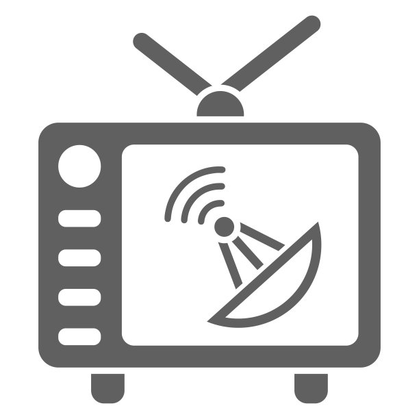 餐具、电视机图标（灰色矢量图，白色背景）图片下载