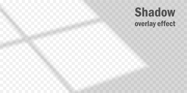 矢量阴影叠加效果。透明柔和的光线和窗户的阴影。透明窗影和自然闪电模型。10 eps网。图片下载