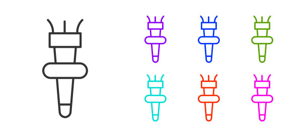 火炬火焰彩色图标矢量图图片下载