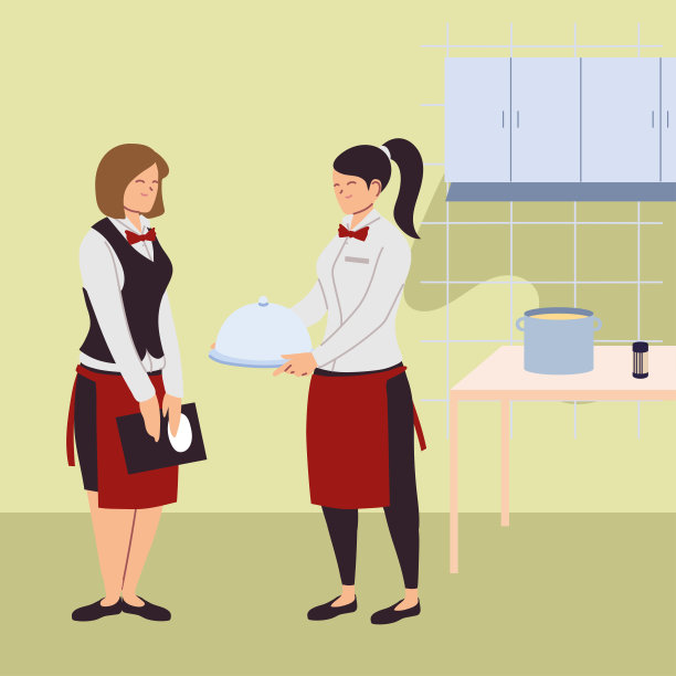 厨房里年轻的侍应生图片下载