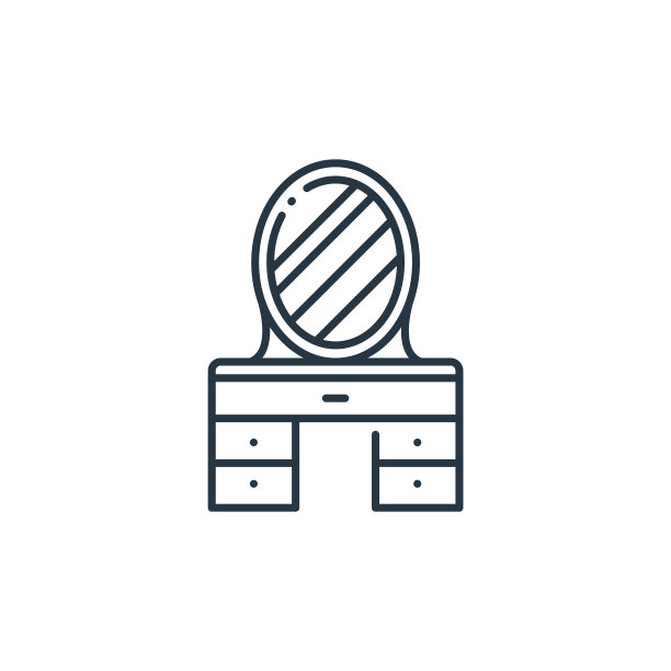 虚荣镜图标矢量来自室内设计理念。细线插图的梳妆镜可编辑笔触。适用于网页和移动应用程序、logo、印刷媒体的虚荣镜线性标识。图片下载