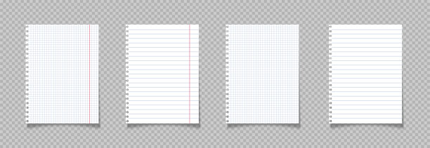 笔记本在现实的风格，设置纸模型。透明背景。孤立的向量图片下载