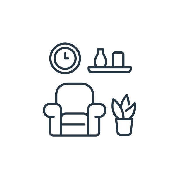 客厅图标向量来自室内设计理念。客厅的细线插图可编辑笔触。客厅线性标识用于web和移动应用程序，标志，印刷媒体。图片下载