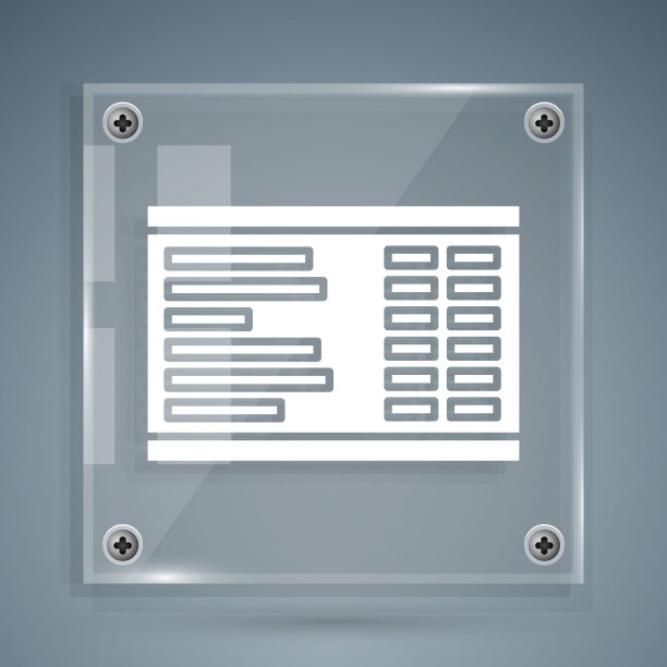 白色机场板图标孤立在灰色背景。机械的记分牌。机场公告牌上有航班信息。方形玻璃面板。矢量图图片下载