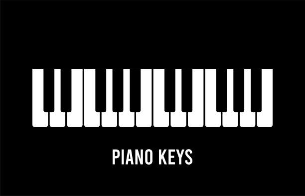 一套钢琴键插图，黑色和白色图片下载