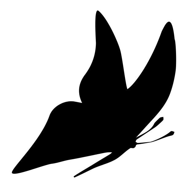 黑色蝴蝶素描风格在白色的背景。矢量插图孤立符号。白色背景上的蝴蝶轮廓进行装饰设计。图片下载