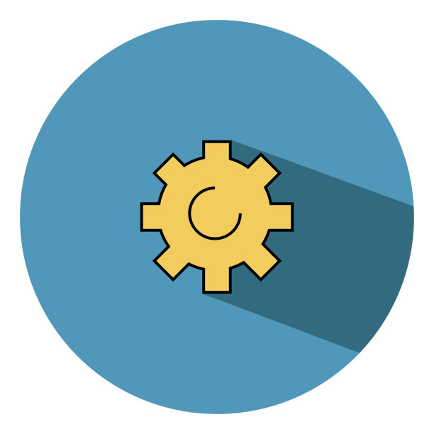 齿轮图标矢量。简单的平面符号。完美的彩色象形插图与长阴影图片下载