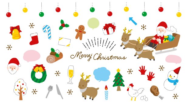 手写可爱的圣诞材料插图集图片下载