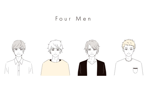 这是四个英俊男子的插图。矢量图像。图片下载