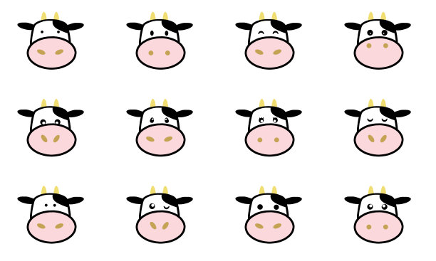 可爱牛脸材质套装图片下载