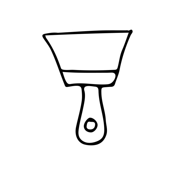 油灰刀涂鸦插图。手绘油灰刀的矢量图标。涂鸦油灰刀图标矢量图片下载