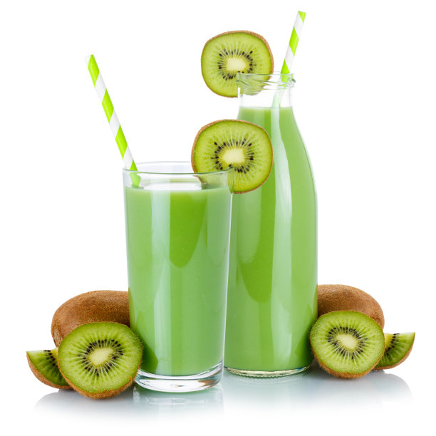 绿冰沙果汁饮料吸管猕猴桃在玻璃瓶隔离图片下载