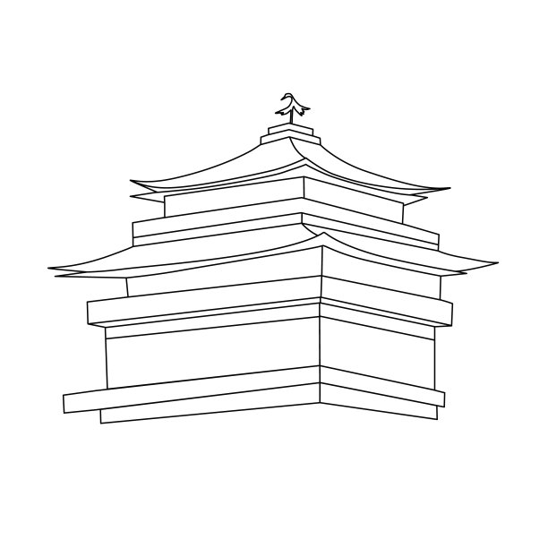 传统的日本房子矢量插图图片下载