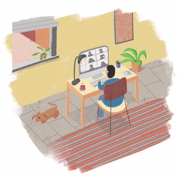 在家工作插图图片下载