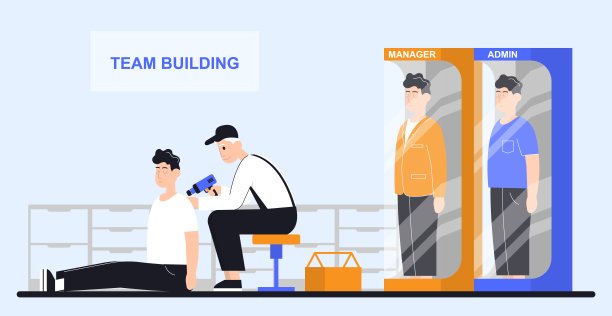 他培养员工的团队合作精神。彩色矢量卡通插图。概念与业务团队解决方案的伙伴关系图片下载