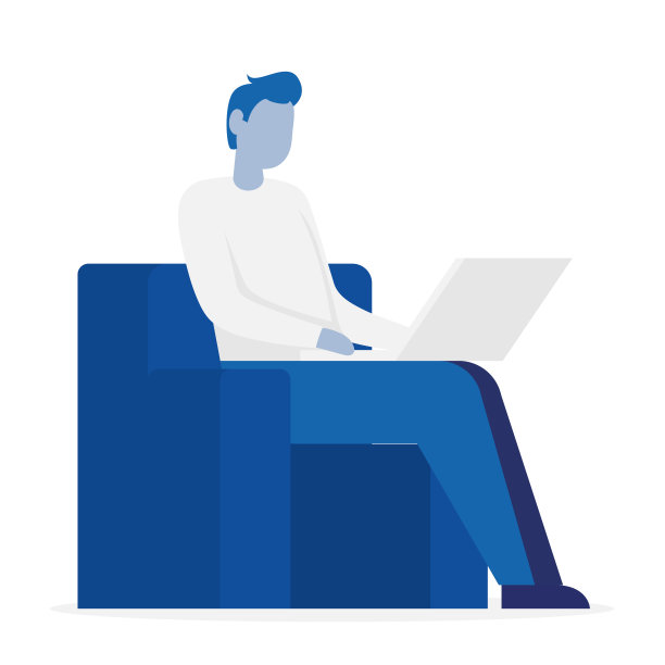 一个拿着笔记本坐在椅子上的人。平面向量的图标。图片下载