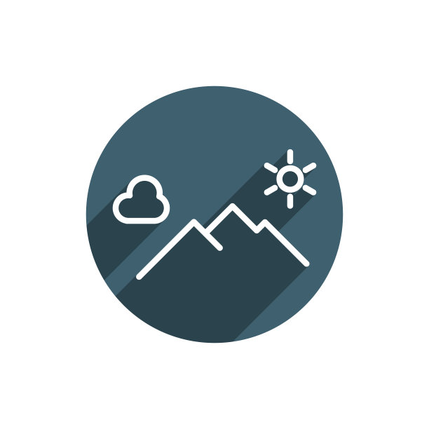 山脉图标在平面风格。阿尔卑斯山旅游标志插图。山地旅游和攀岩的象征。冒险、极限运动和旅行。图片下载