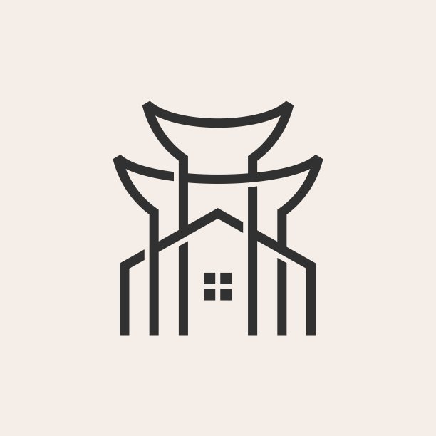 寺庙房子潮人复古矢量图标插图图片下载