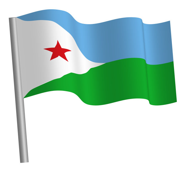 在旗杆上飘扬的吉布提国旗图片下载