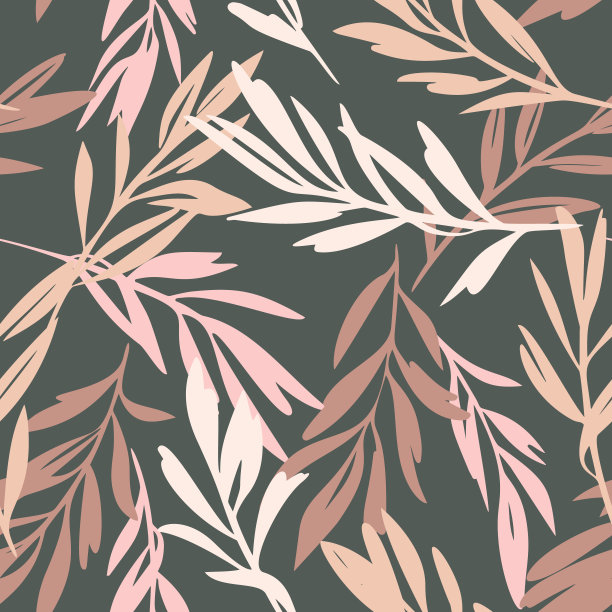 叶小枝小枝叶干枝无缝图案。植物的背景。秋叶装饰。平面图纸。时装设计。图片下载