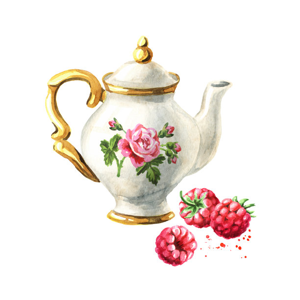 然后把树莓。手绘水彩插图孤立的白色背景图片下载