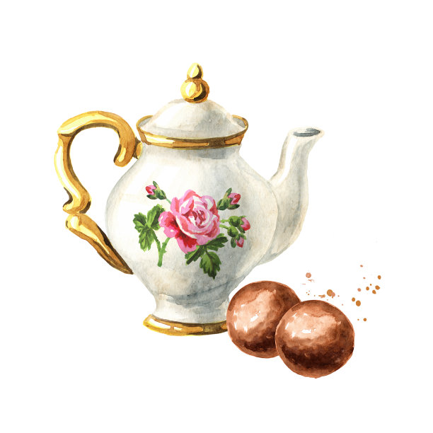 然后把松露。手绘水彩插图孤立的白色背景图片下载