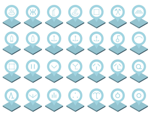 地图符号2蓝色气球图片下载
