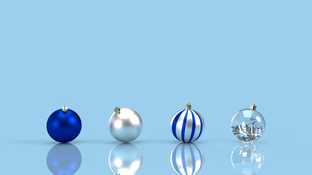 3D渲染圣诞背景与球和雪花图片下载